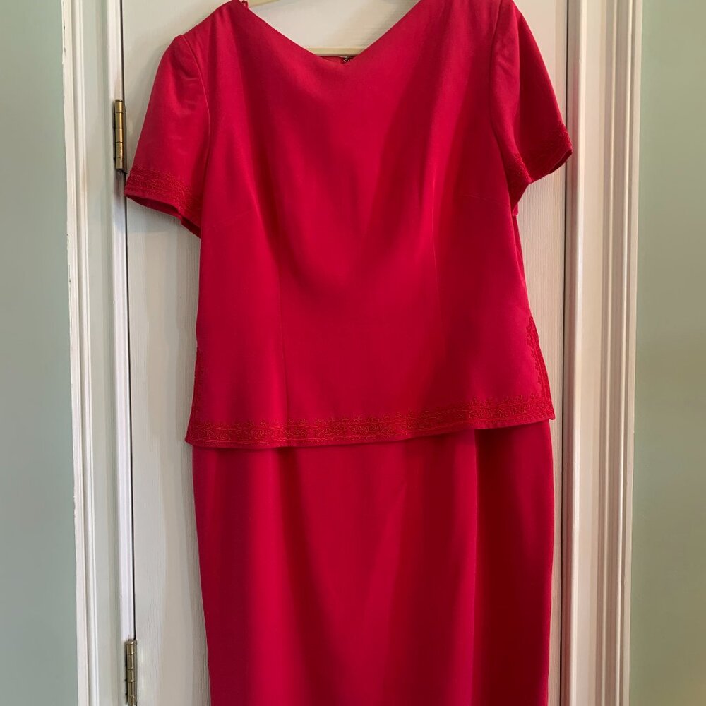 Maggy London Hot Pink - Magenta 100% Silk Size 16 Vintage 1980's dress